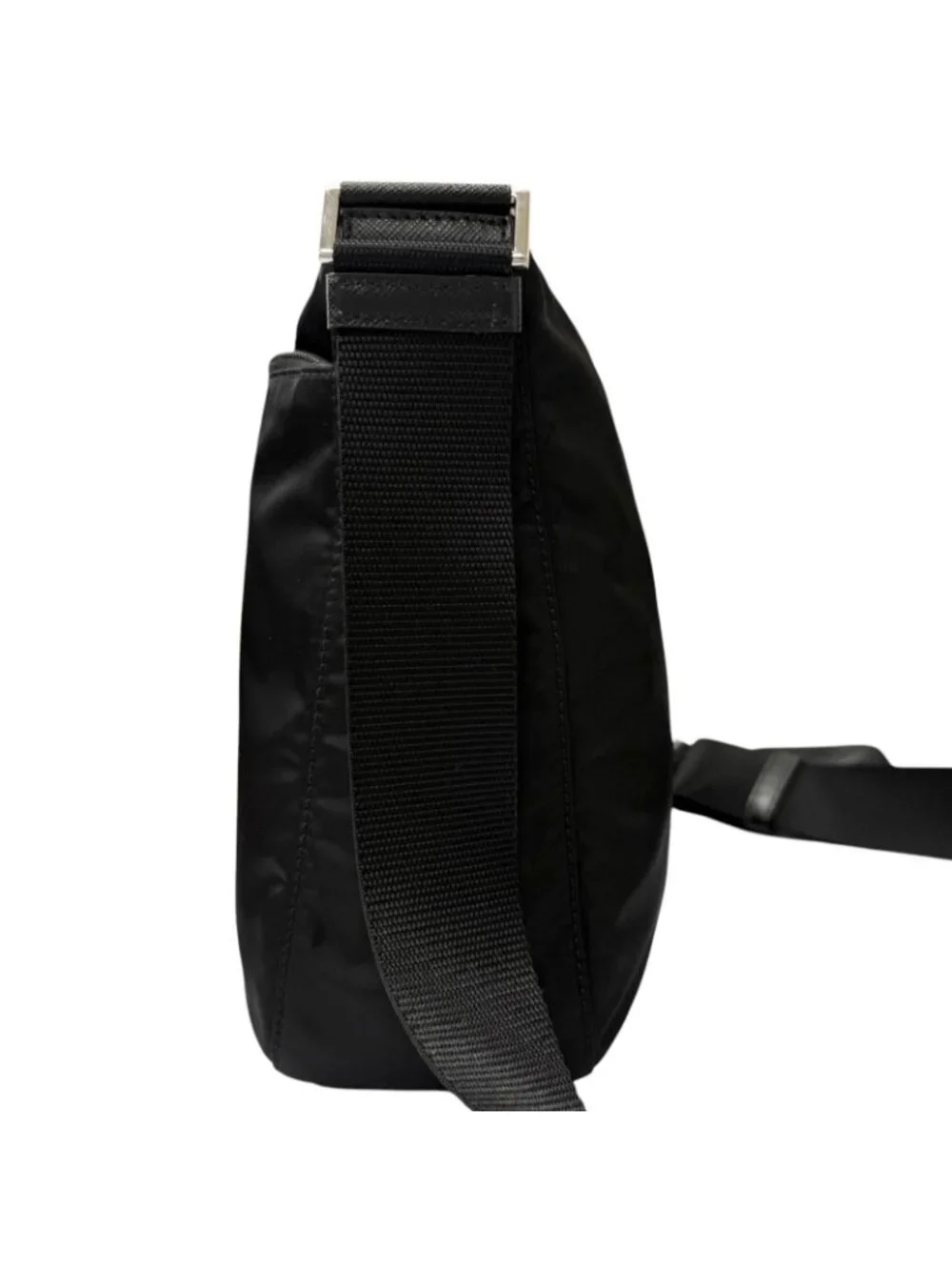 Prada Leather Re-Nylon Triangle Logo Pouch Crossbody Shoulder Bag Black
